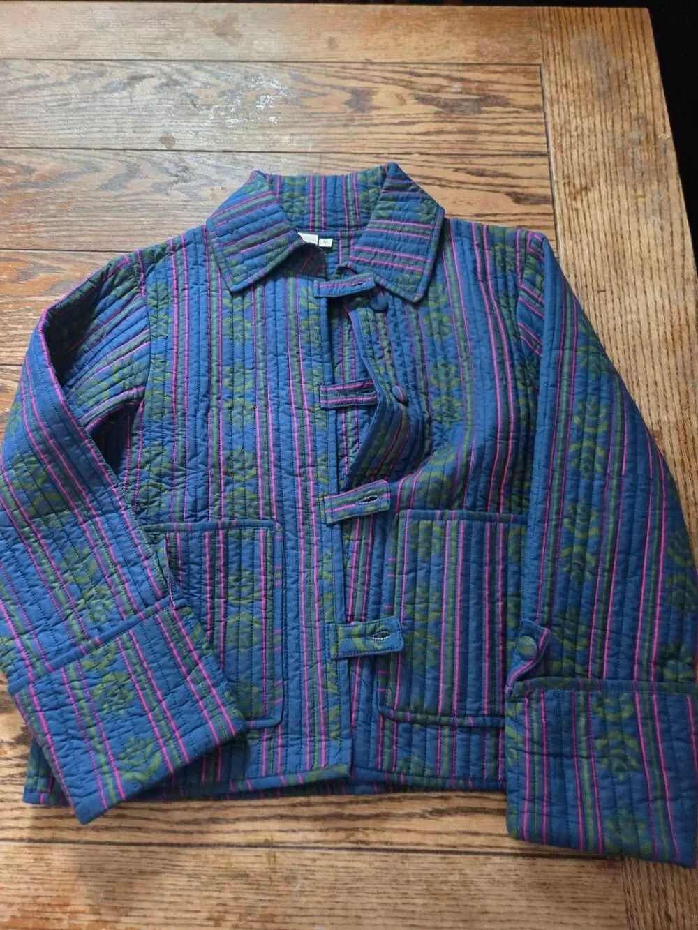 Julia Amory Dakota Quilted Striped Jacket Sz Medium